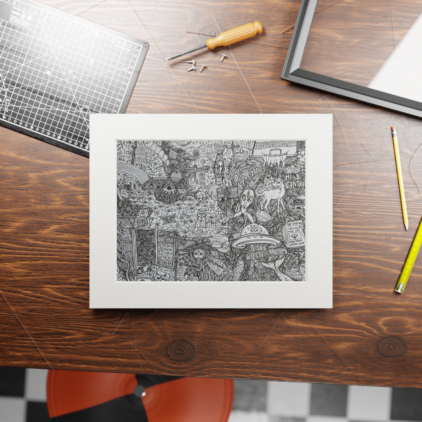 DROP ACID Join a CULT - Art Prints (Passepartout Paper Frame)
