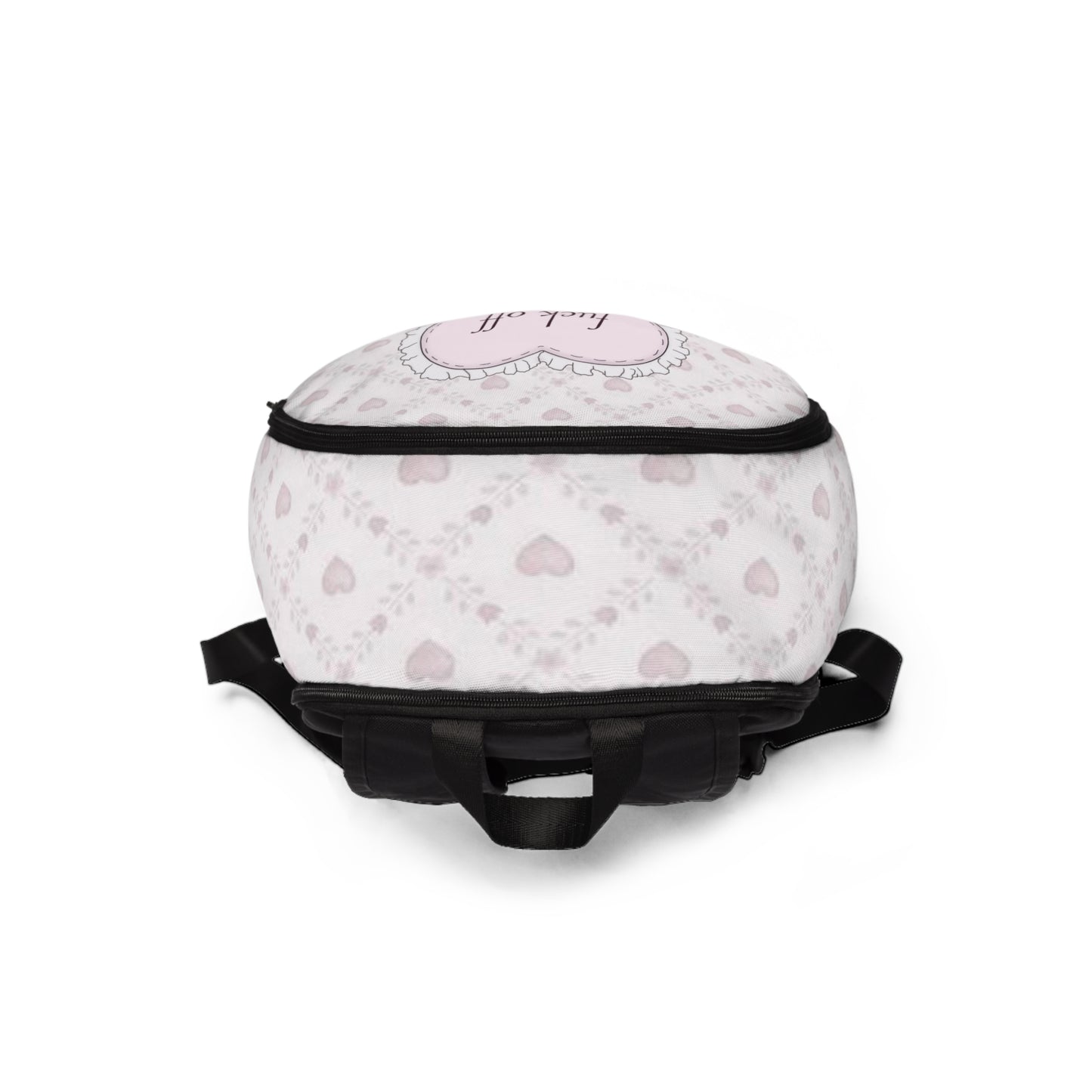 Baby Pink F*CK OFF Heart Fabric Backpack