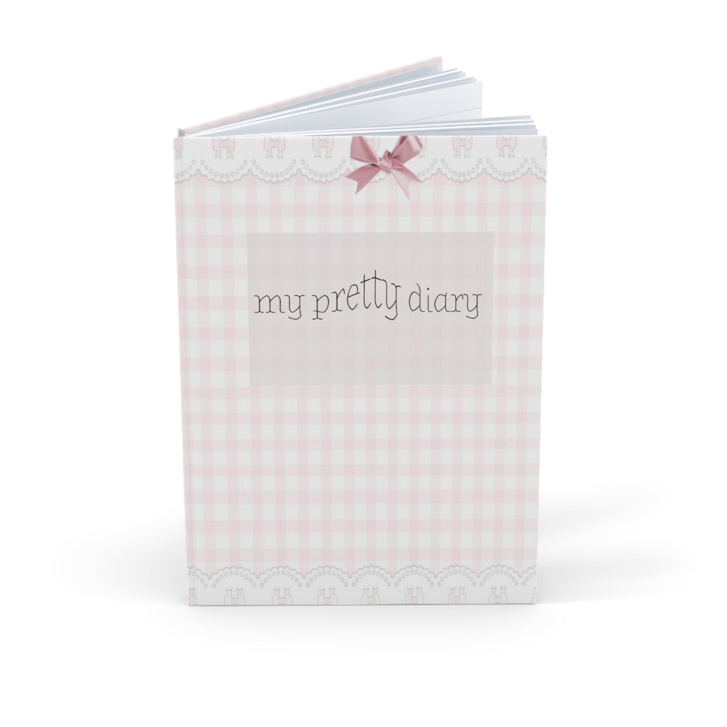 My Pretty Diary - Baby Pink Bow Plaid Hardcover Journal