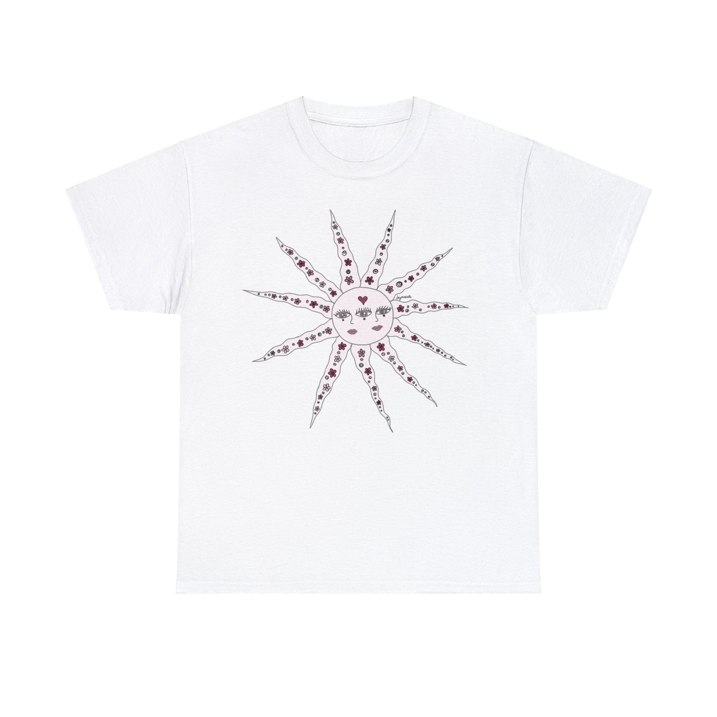 VALENTINE Pink Heart Sunshine - Hippie Earth Psychedelic Dejavoodle Cotton Tee