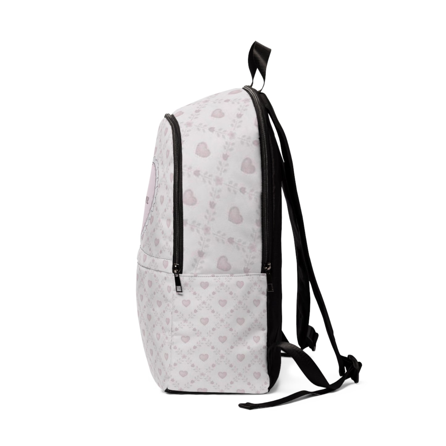 Baby Pink I LOVE ME Heart Fabric Backpack